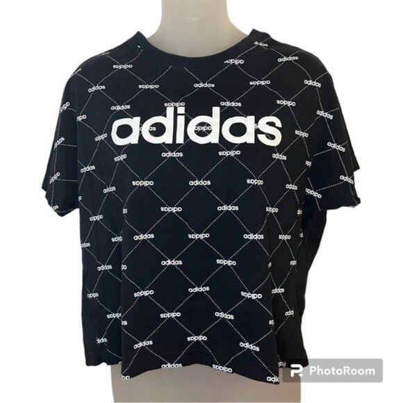 Adidas Women’s Black Linear Logo Graphic Tee Size Medium - Picture 1 of 5